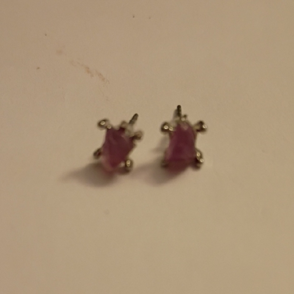 Charming Silver and Purple Kids' Stud Earrings
